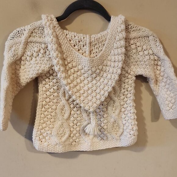 Aran Woolen Mills Cozy Cream Knit Kids Large  Sweater Perfect Condition Hoodie - Picture 3 of 4